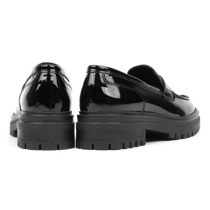 LEYTON LOAFER SADDLE Black Leather Patent