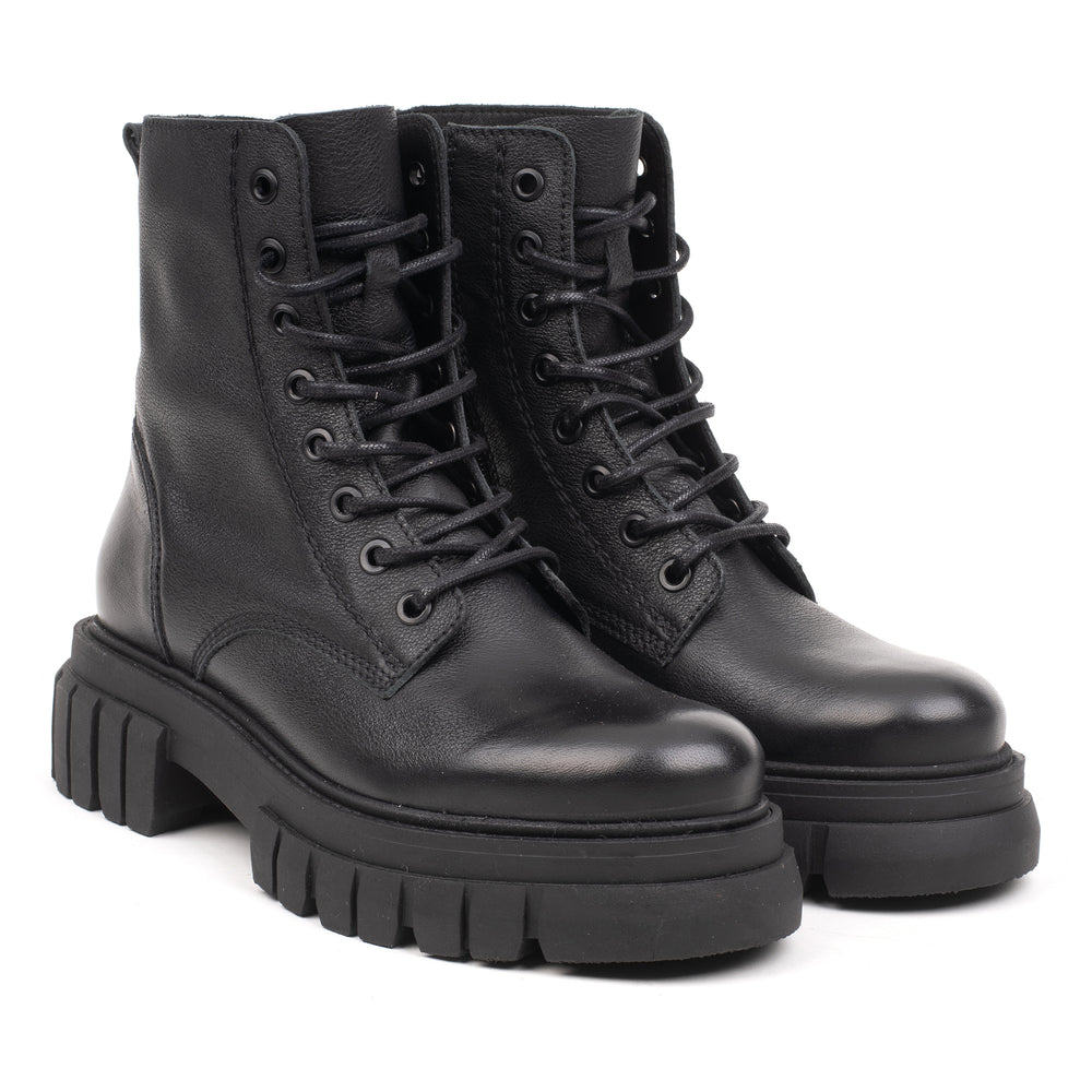 OMNIO Ghete Negre | Loreta Ankle Boot Black Leather Milled - f
