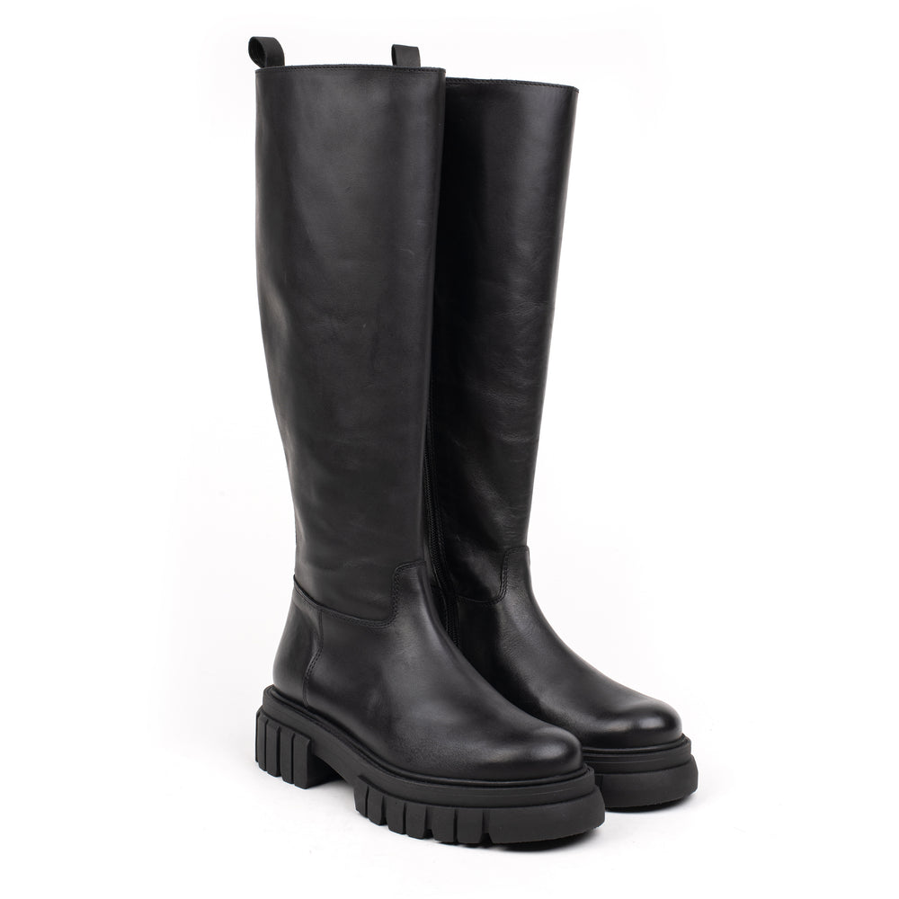 OMNIO Cizme Negre | Loreta High Leg Black Leather - f
