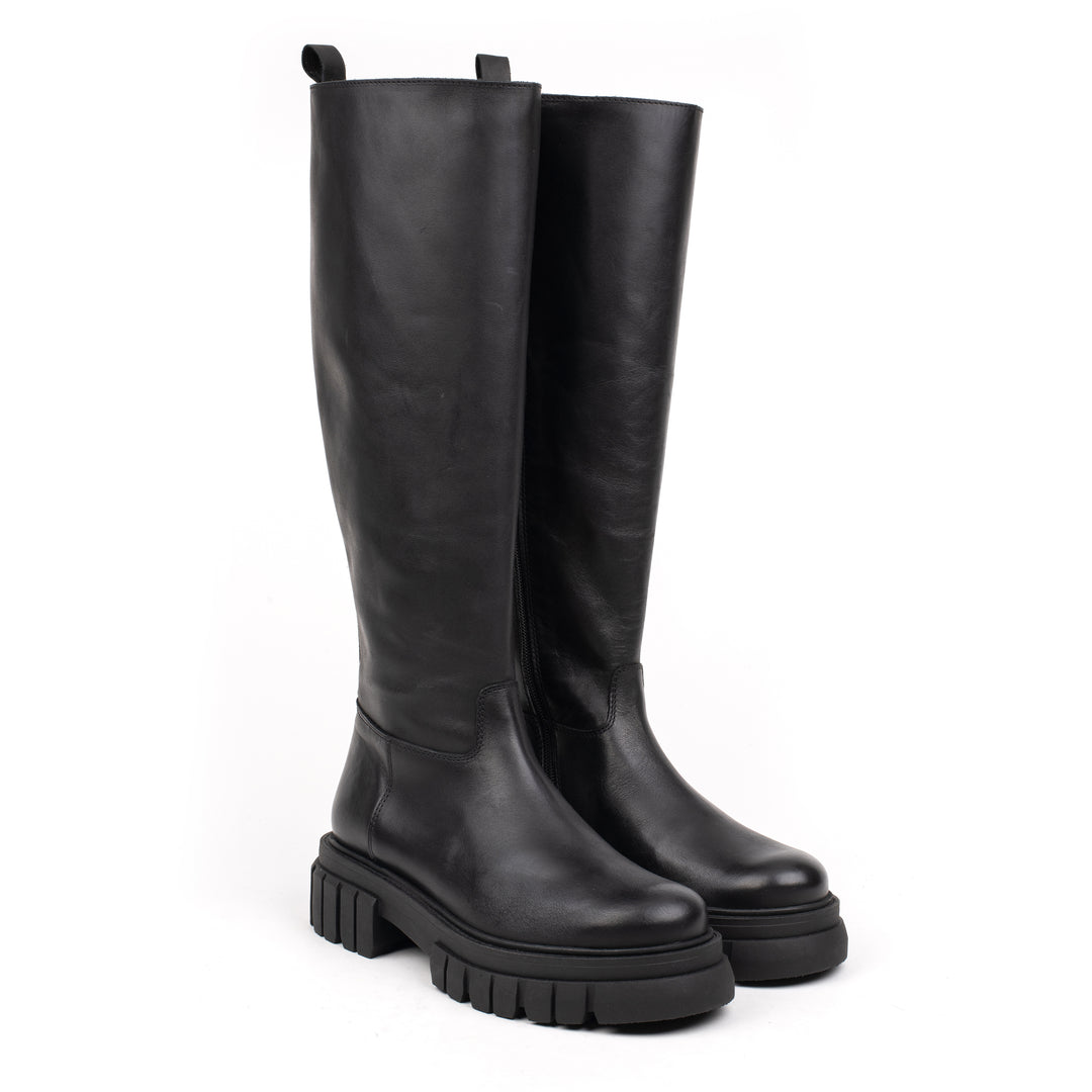 OMNIO Cizme Negre | Loreta High Leg Black Leather - f