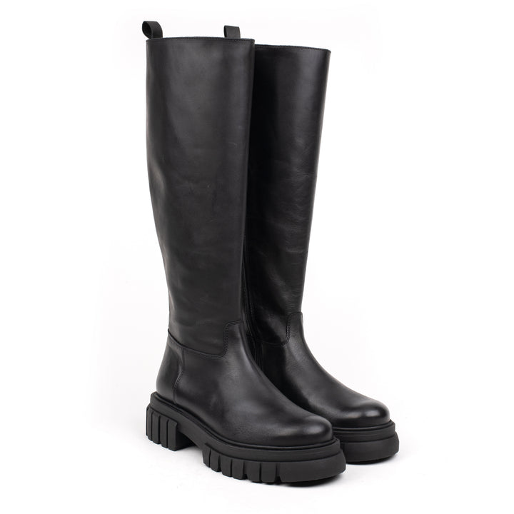 LORETA HIGH LEG Black Leather