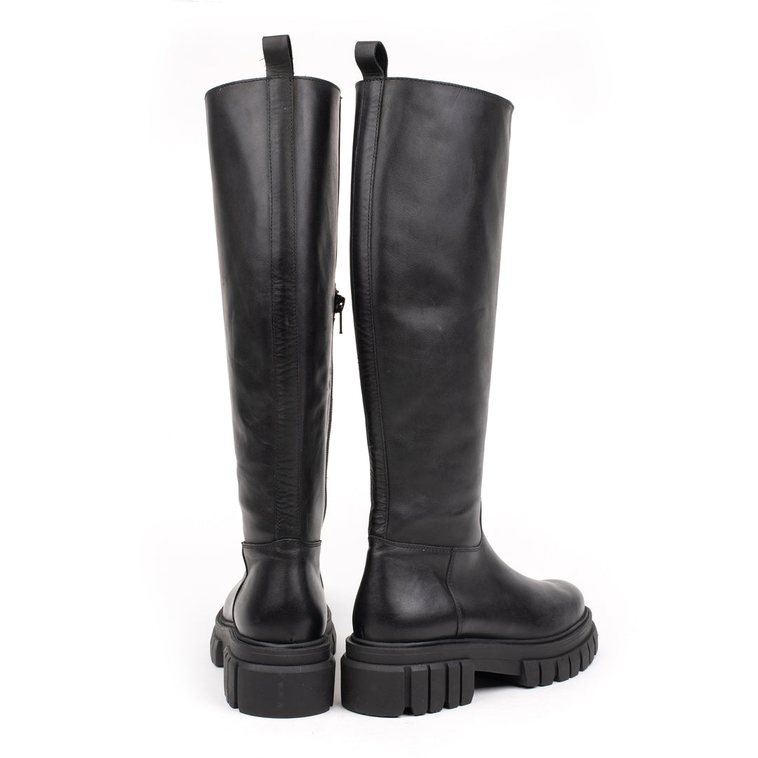 LORETA HIGH LEG Black Leather
