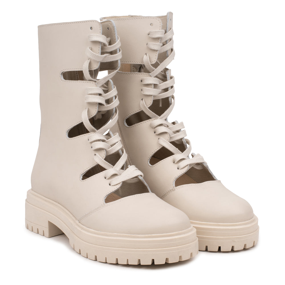 OMNIO Ghete Bej | Leyton Cut Out Combat Ice Leather - f