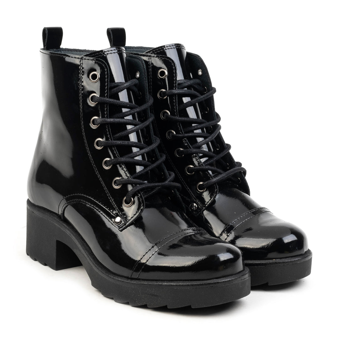 YALE ANKLE BOOT Black Leather Patent