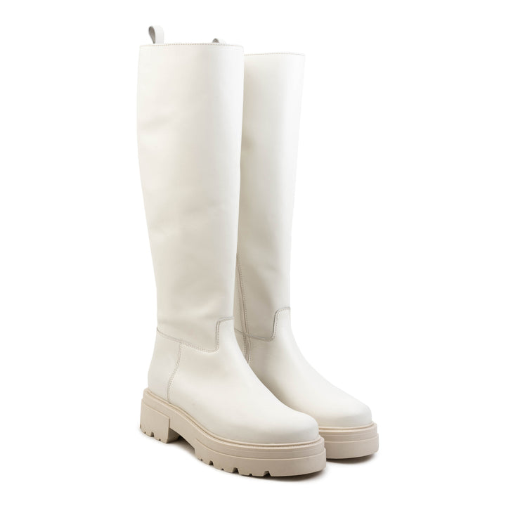 SHARI HIGH BOOT Off White Leather