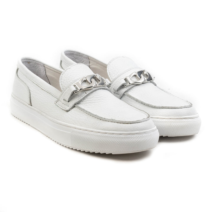 ALFA CHAIN LOAFER White Leather Milled