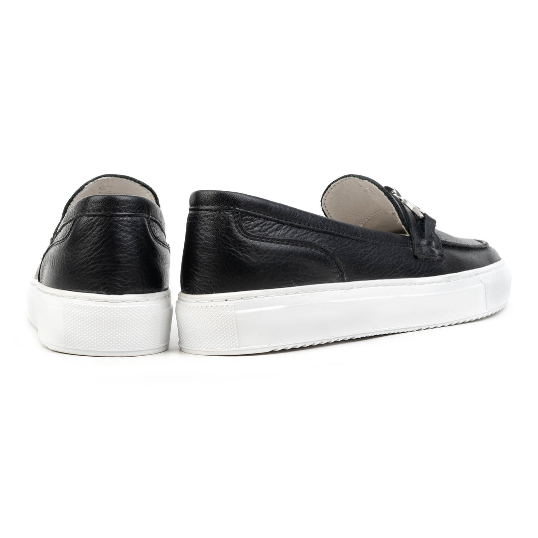 ALFA CHAIN LOAFER Black Leather Milled