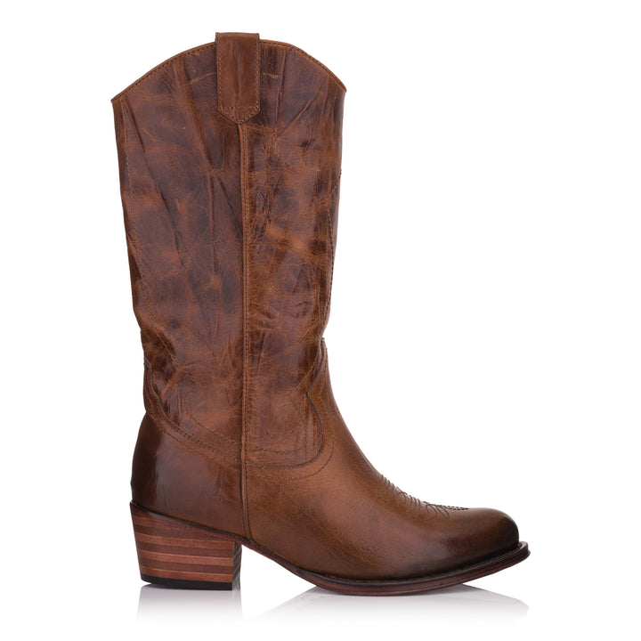 OMNIO Cizme Maro | Dulce No Padding Mid Boot Tan Leather Pull up - s
