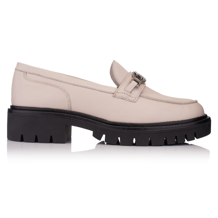 HINSON Pantof Bej | Laurie Chain Loafer Beige Leather Milled - s