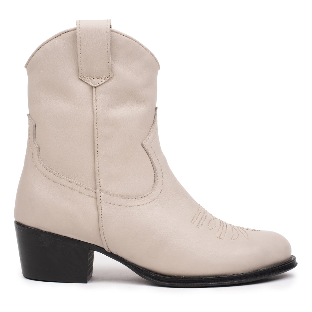 OMNIO Botine Bej | Dulce Western Short Beige Leather Milled - s