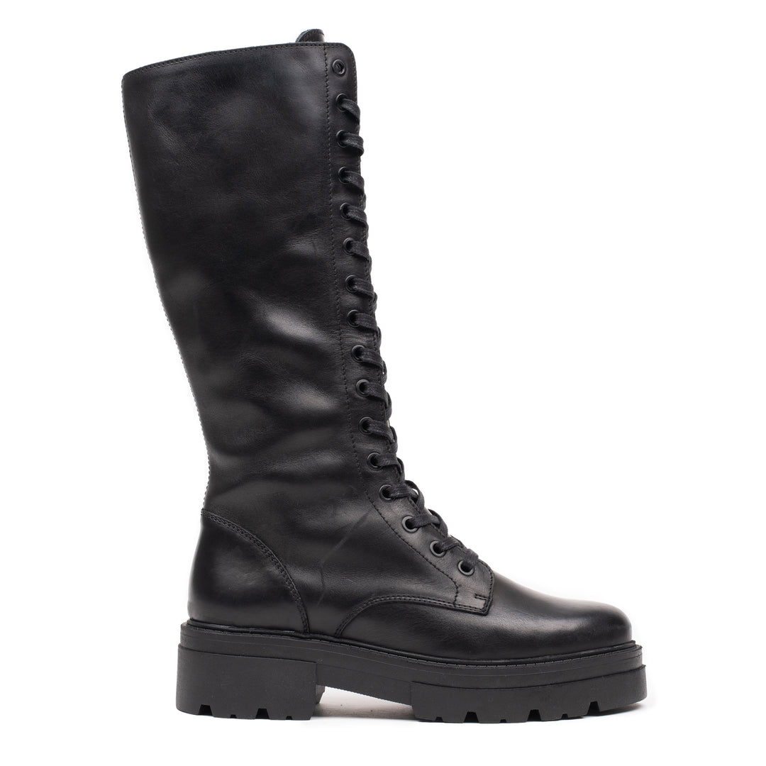 OMNIO Ghete Negre | Shari Lace Up High Black Leather - s