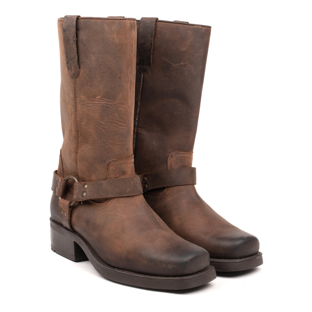 HARLEY HIGHT BOOTS Brown Leather Waxy