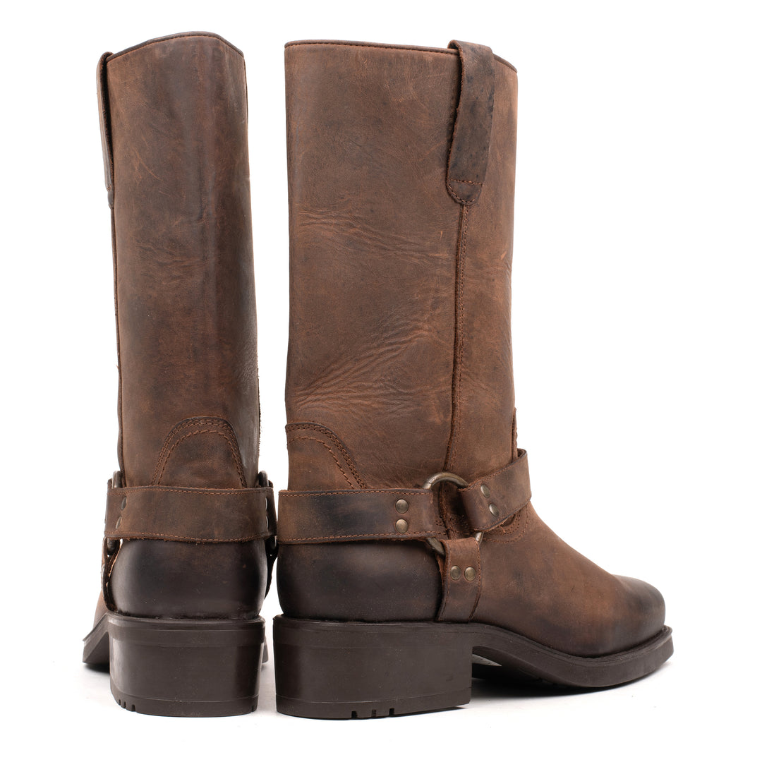 HARLEY HIGHT BOOTS Brown Leather Waxy