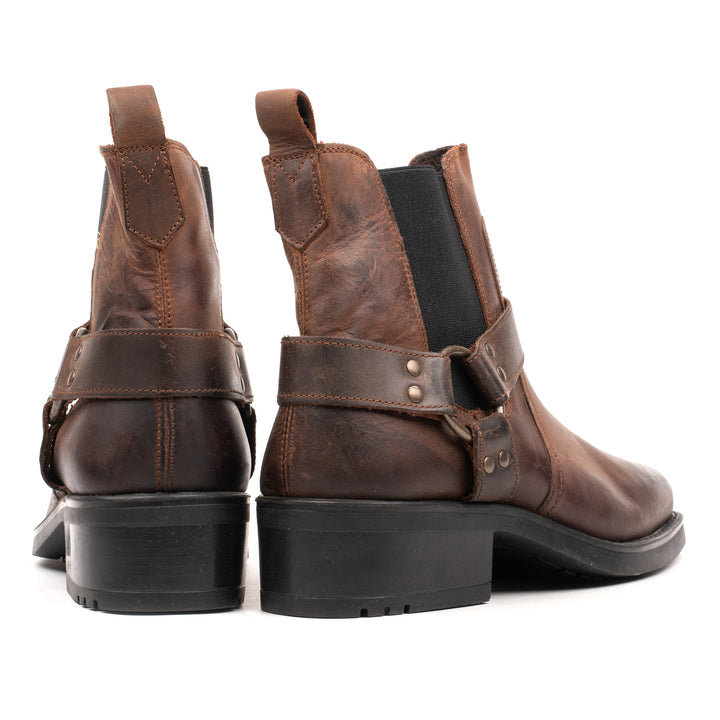 HARLEY BOOTS Brown Leather Waxy