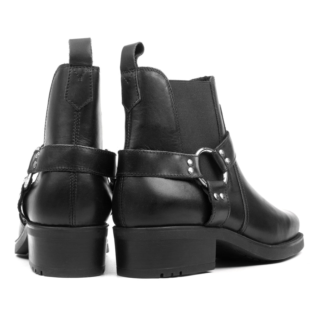 HARLEY BOOTS Black Leather Plain