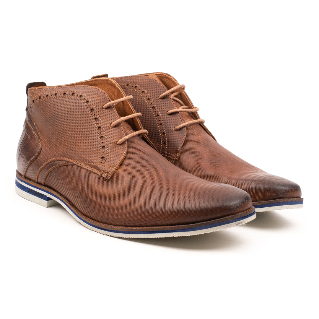 SANTANDER LACE UP Cognac Embossed Leather