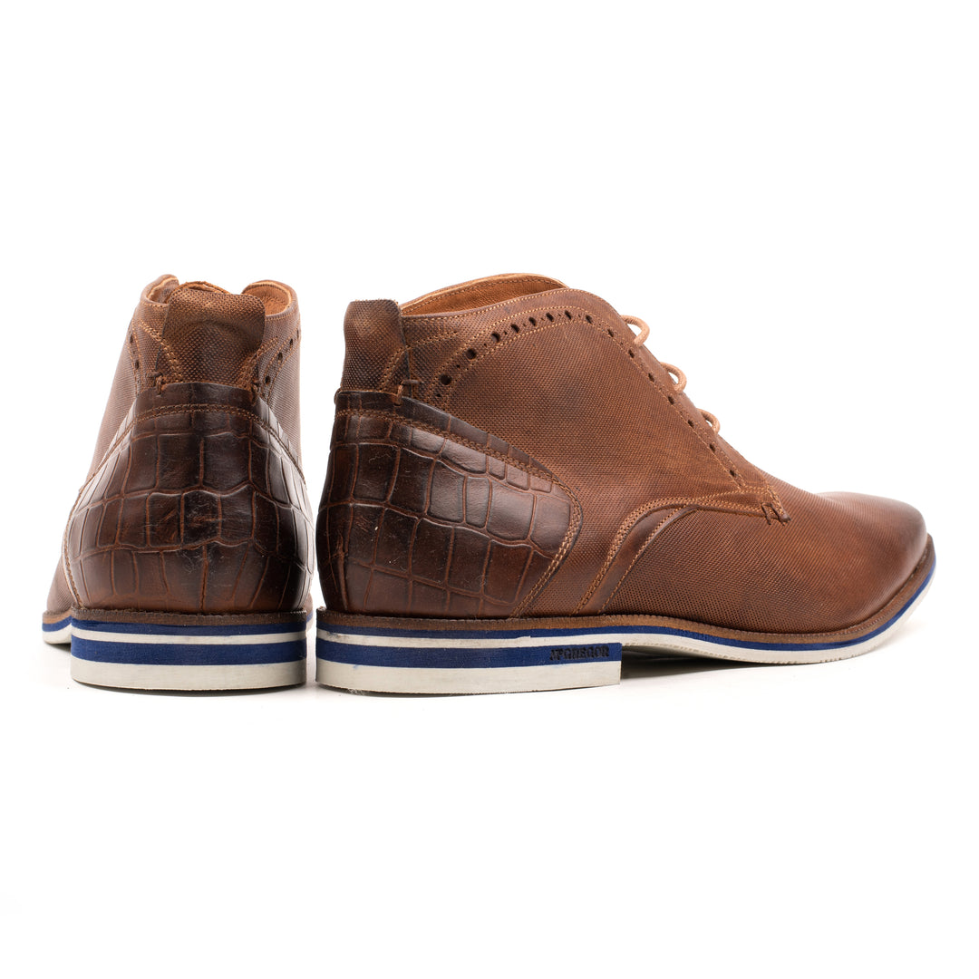 SANTANDER LACE UP Cognac Embossed Leather