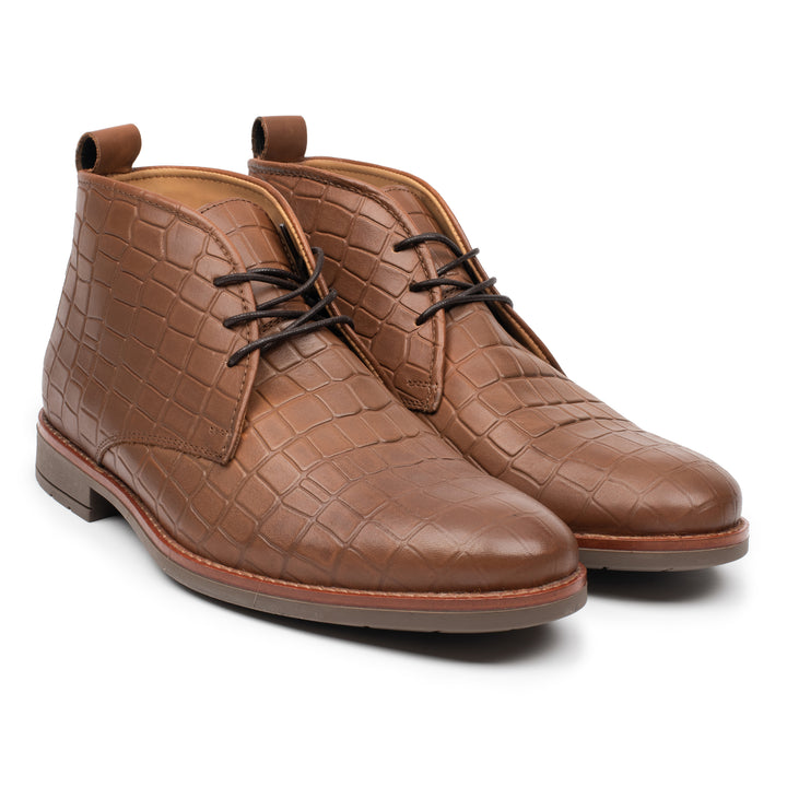 OMNIO Ghete Maro | Batavia Chkka 2 Coda Cognac Embossed Leather-F