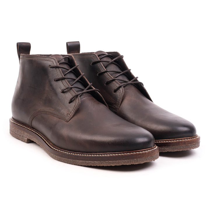 OSVALDO DERBY ANKLE Brown Leather Pull up