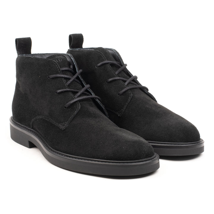 BEATENBERG CHUKKA RAW EDGE Black Leather Suede