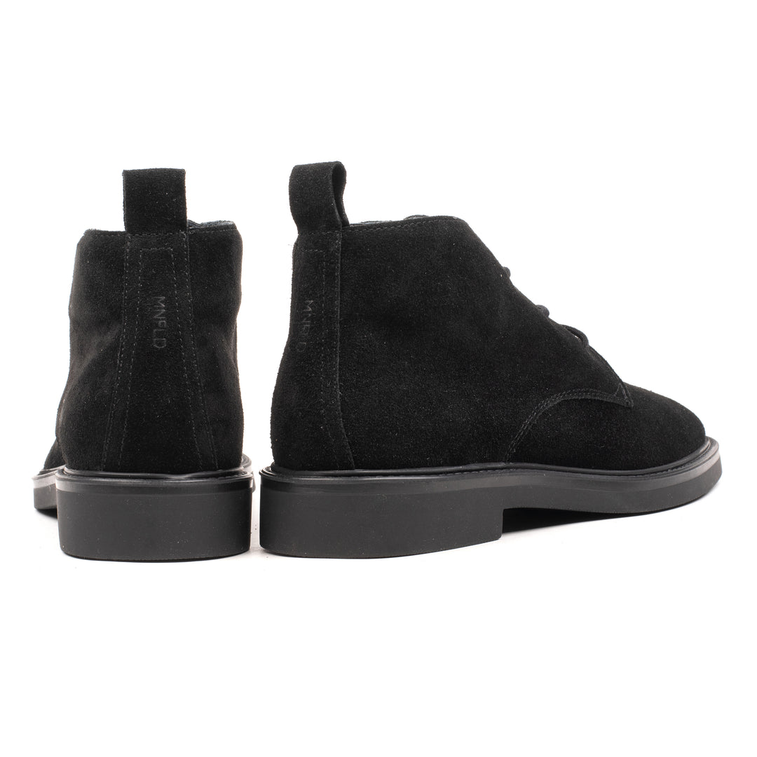 BEATENBERG CHUKKA RAW EDGE Black Leather Suede