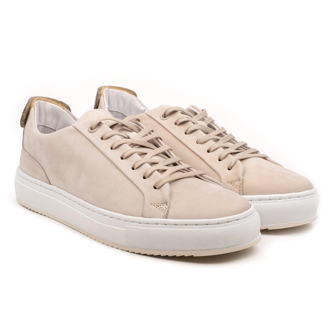 SORREN VELCRO LOW TOP Beige Leather Nubuck