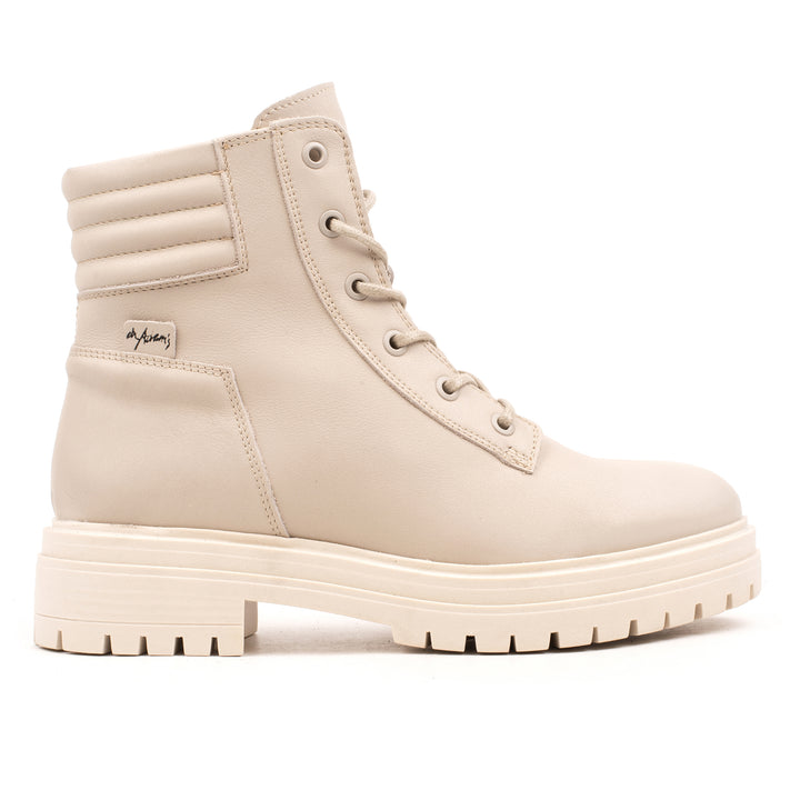 LEYTON LACE UP ANKLE BOOT Beige Leather Milled