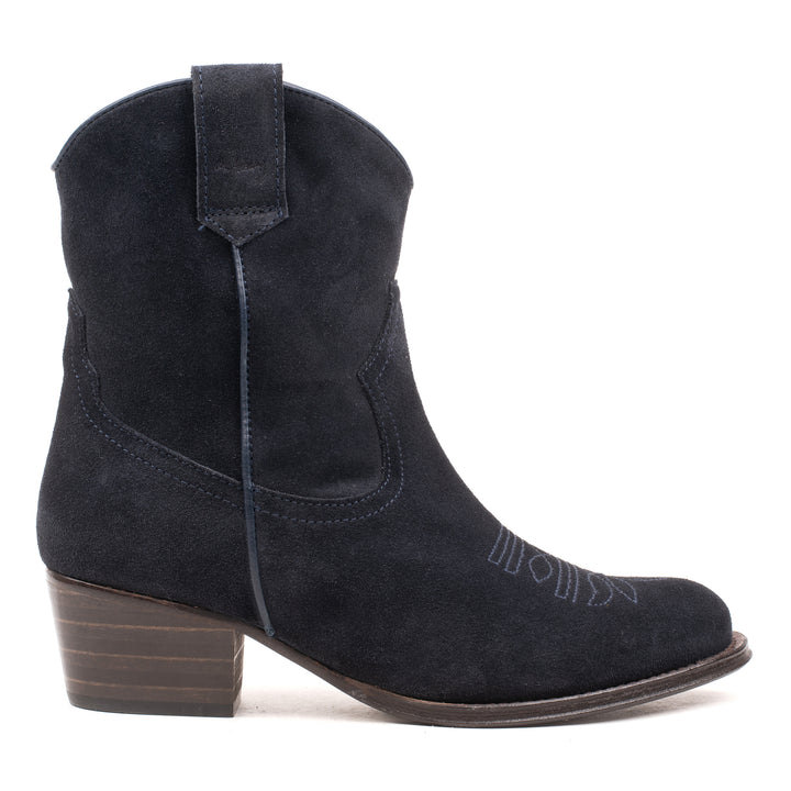 DULCE WESTERN SHORT Navy Leather Suede