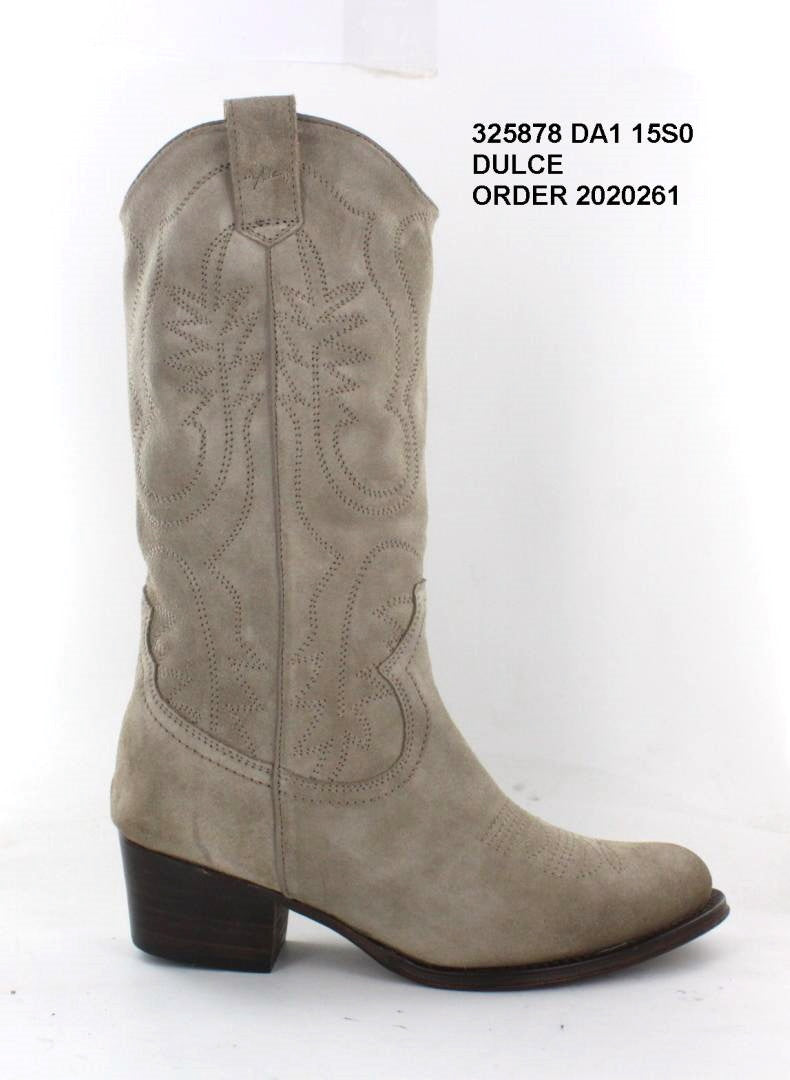 DULCE WESTERN PLAIN Lt Taupe Suede Leather