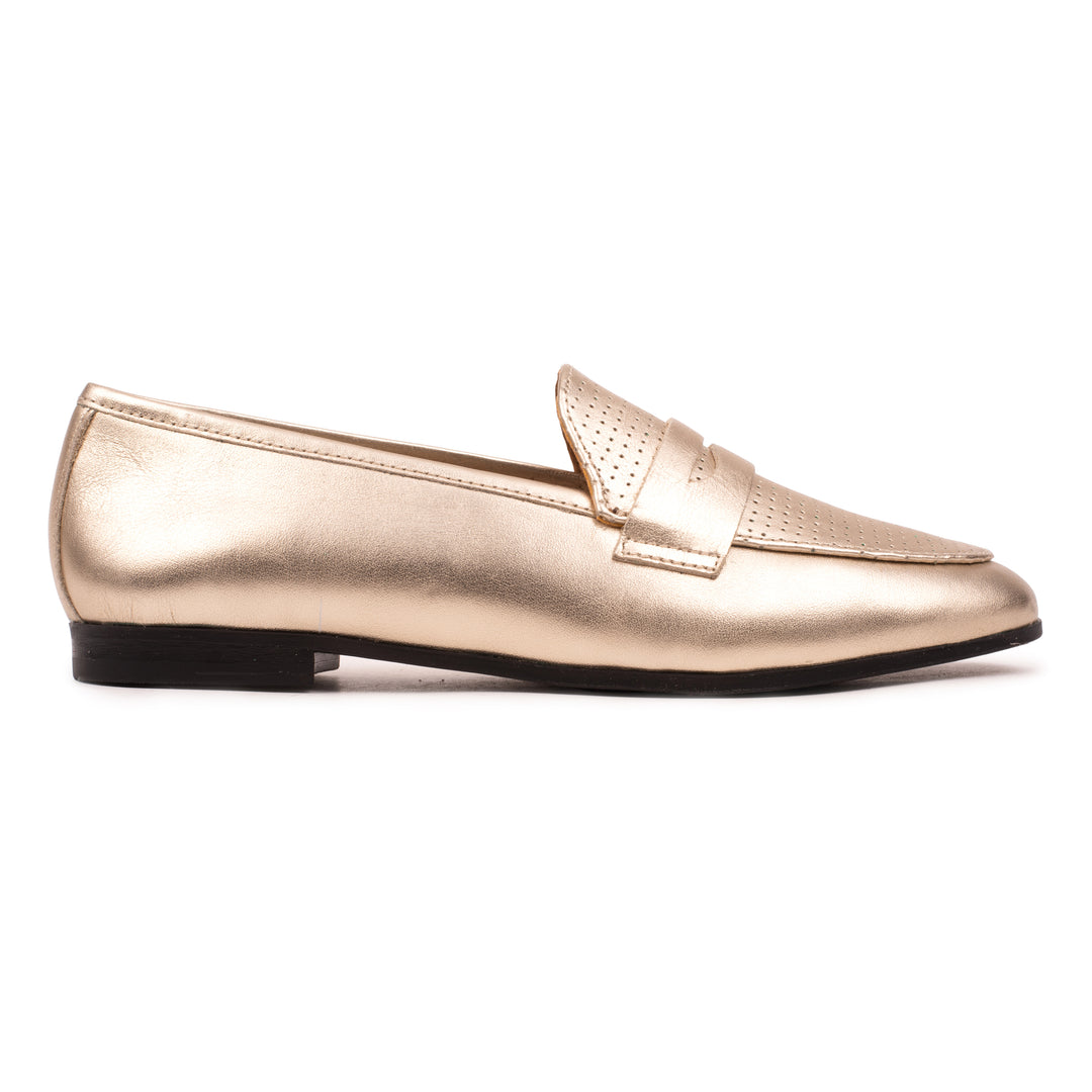 AMPARO LOAFER Gold Leather Perforated