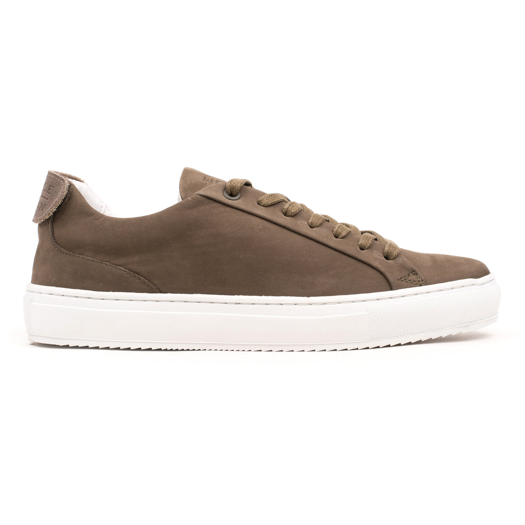 SORREN VELCRO LOW TOP Olive Leather Nubuck