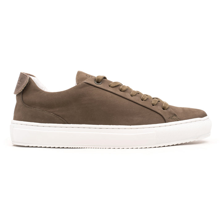 SORREN VELCRO LOW TOP Olive Leather Nubuck