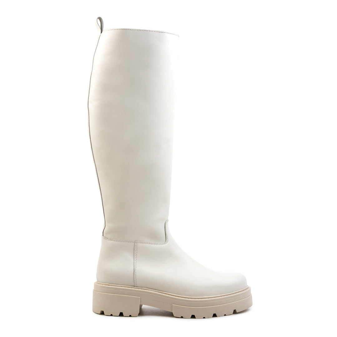 SHARI HIGH BOOT Off White Leather