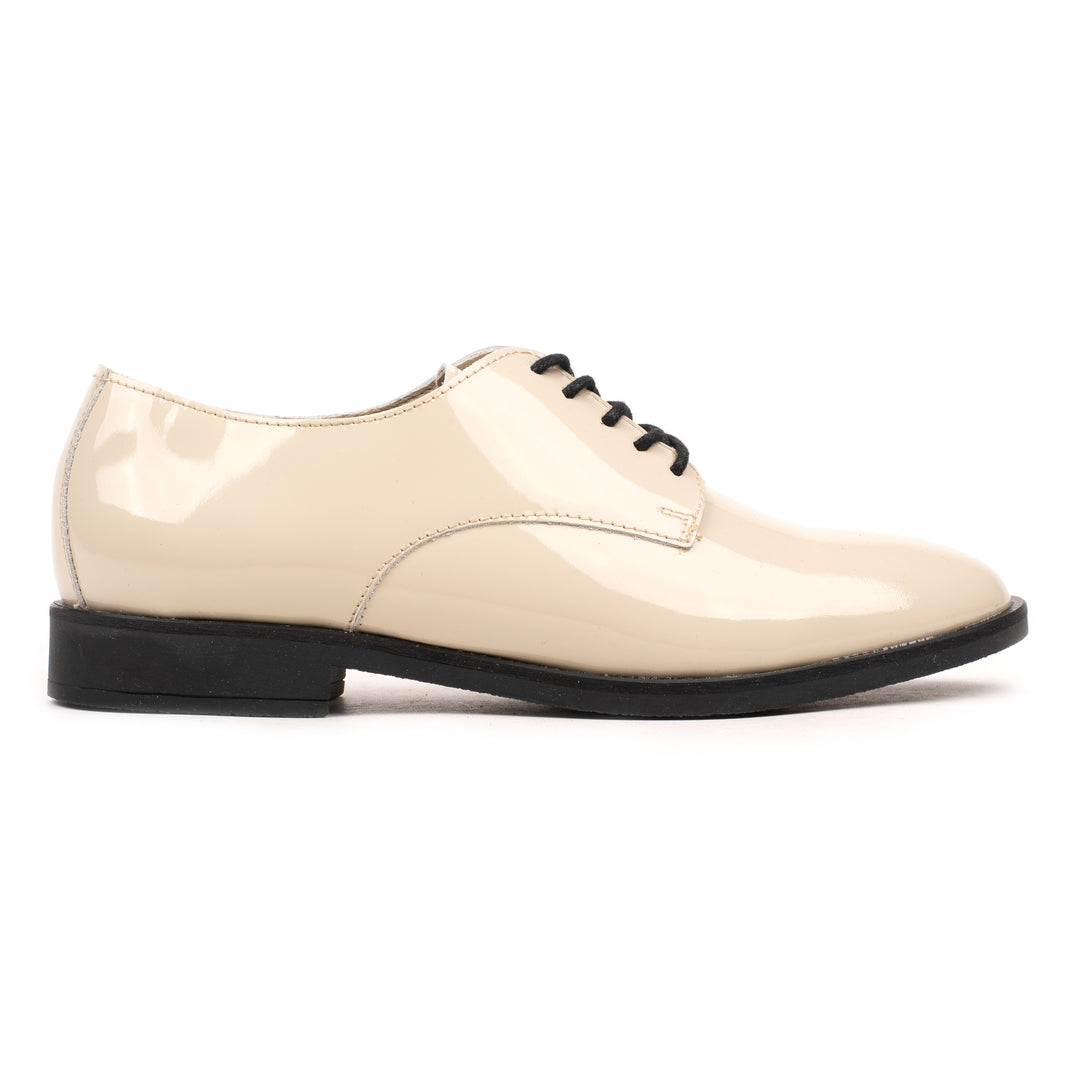 DAISA LACE UP Beige Leather Patent