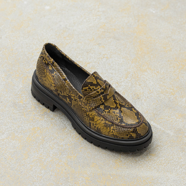 LEYTON LOAFER SADDLE Yellow Snake