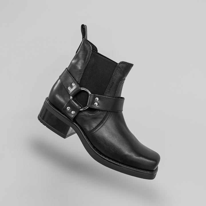 HARLEY BOOTS Black Leather Plain