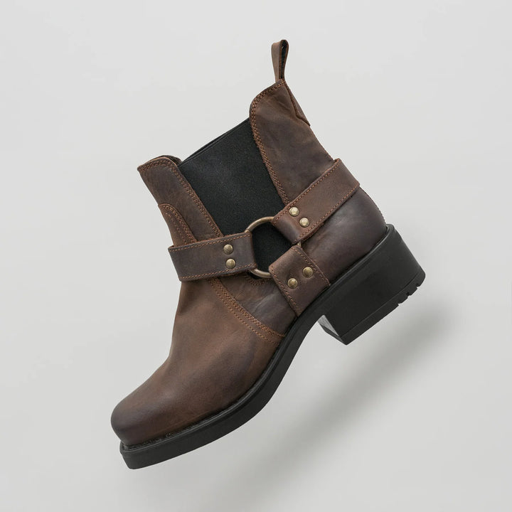 HARLEY BOOTS Brown Leather Waxy