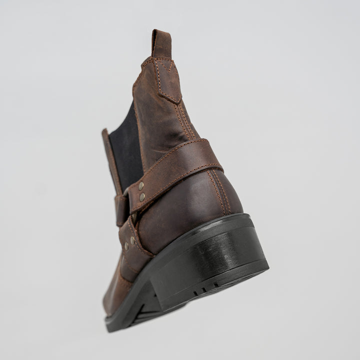 HARLEY BOOTS Brown Leather Waxy