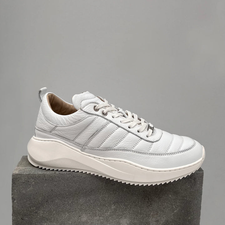 PACE PADDED LOW White - Leather Plain