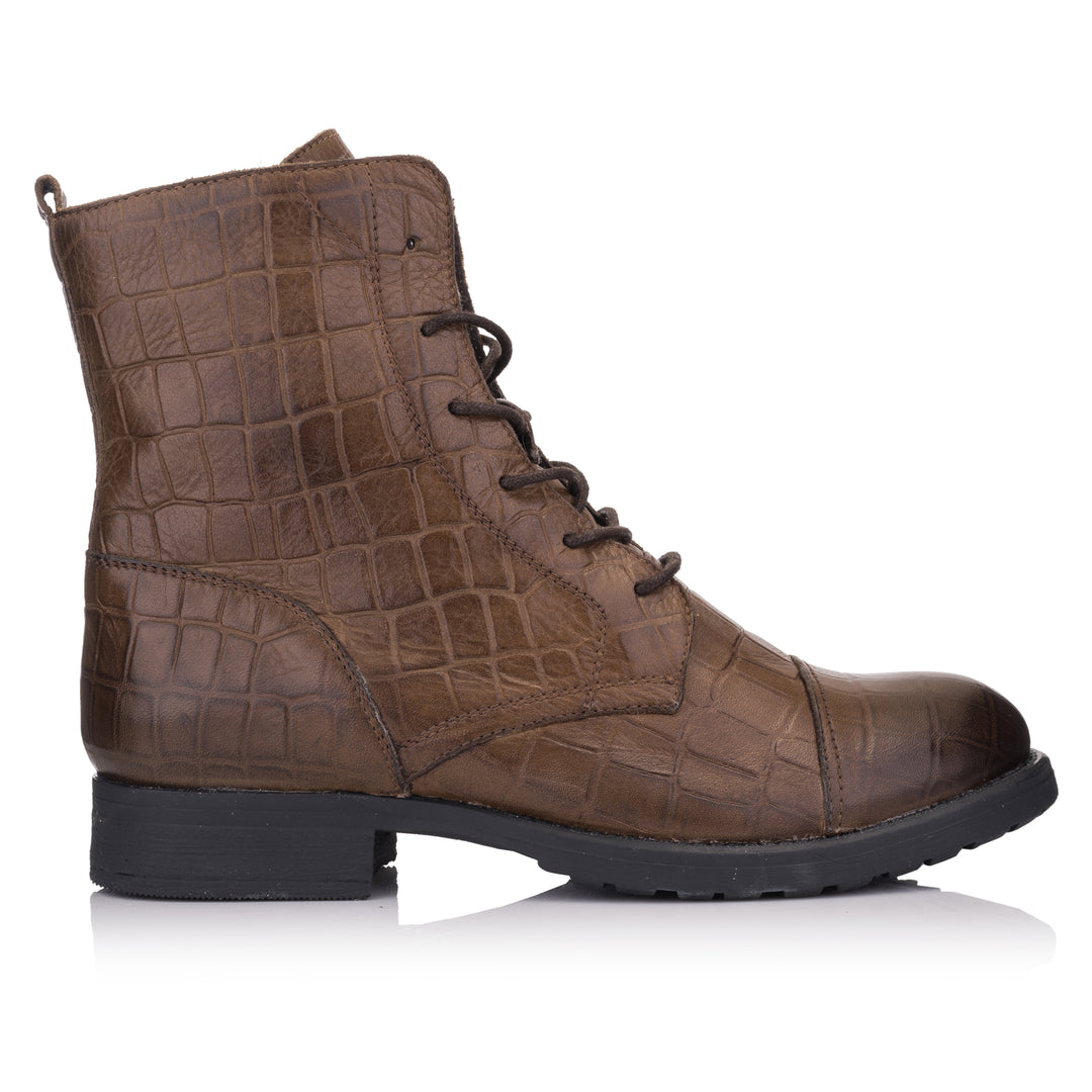 OMNIO Ghete Maro | Sarah Lace Up Boots Brown Coda Embossed - s