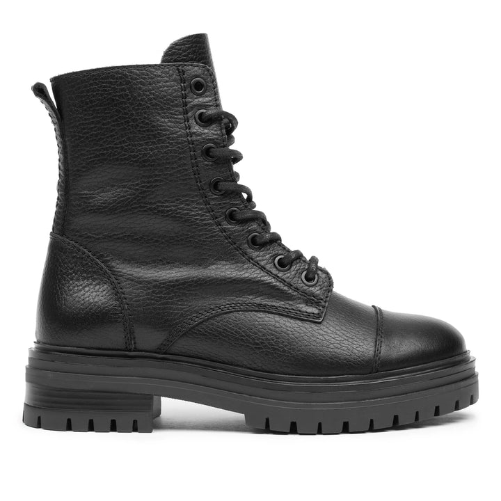 LEYTON COMBAT MID Black Leather Milled N