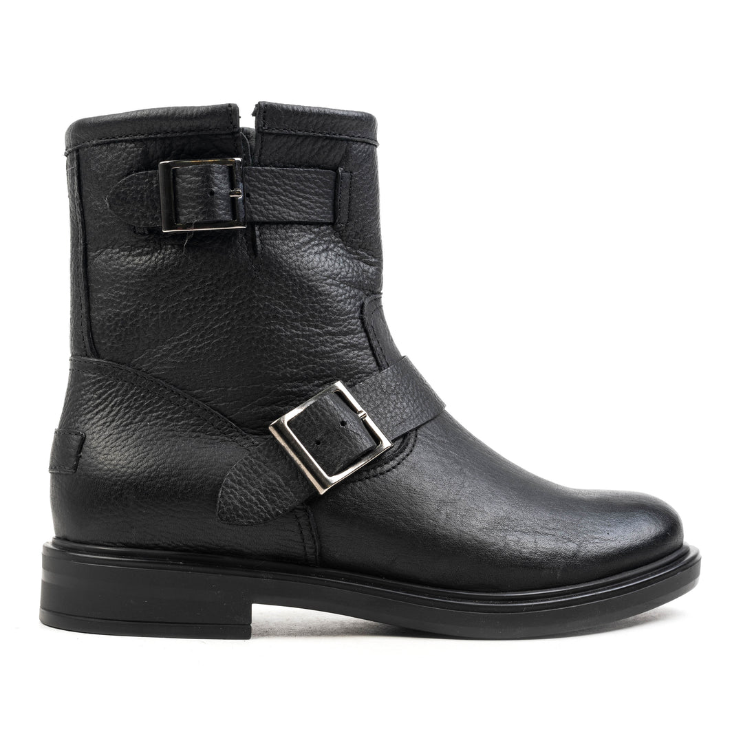 ZINA BIKER BOOT Black Leather Milled