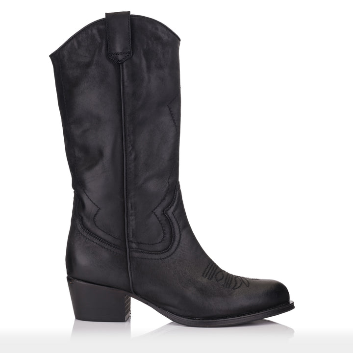 OMNIO Cizme Negre | Dulce No Padding Mid Boot Black Leather Nubuck - s
