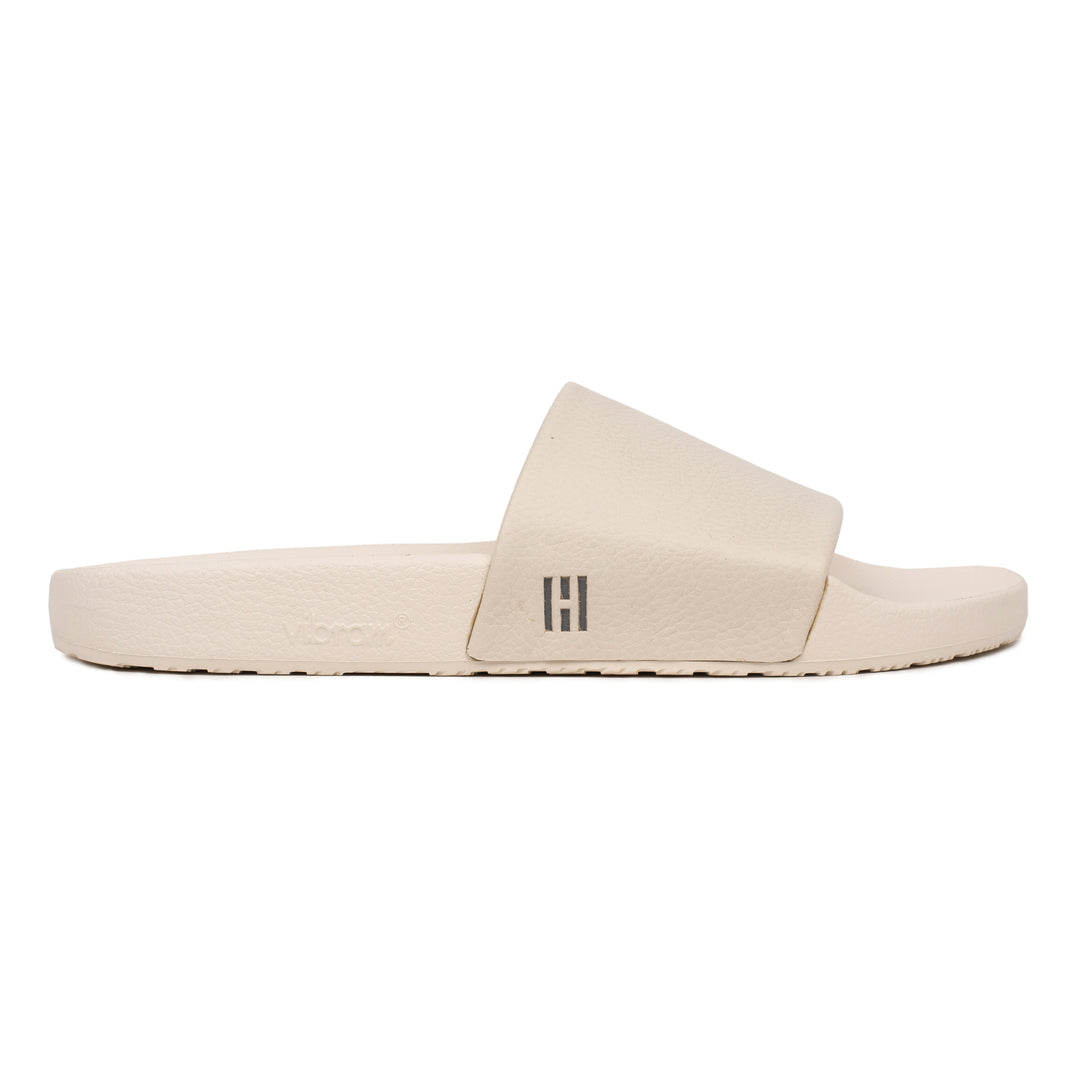 HINSON Papuc Alb | Luxury Grip Slide Off White Leather Milled - s